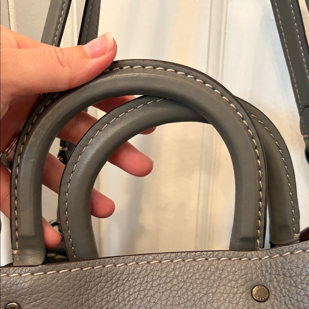 Coach Rogue 30 Heather Gray Pebbled Leather with Burgundy Suede - Picture 8 of 16